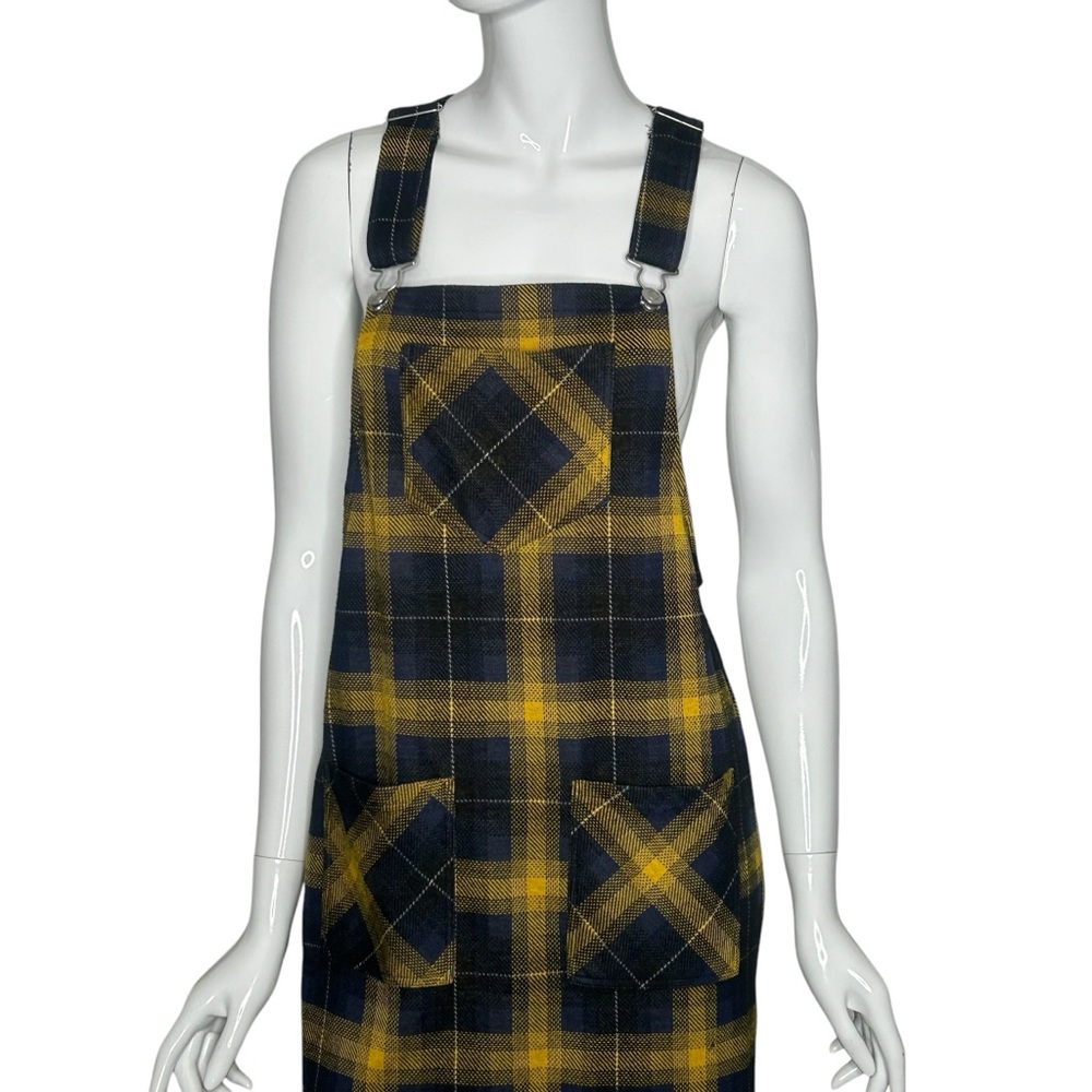 Ultra Flirt Plaid Jumper Navy Yellow Mini Dress Women’s Large Y2K Clueless